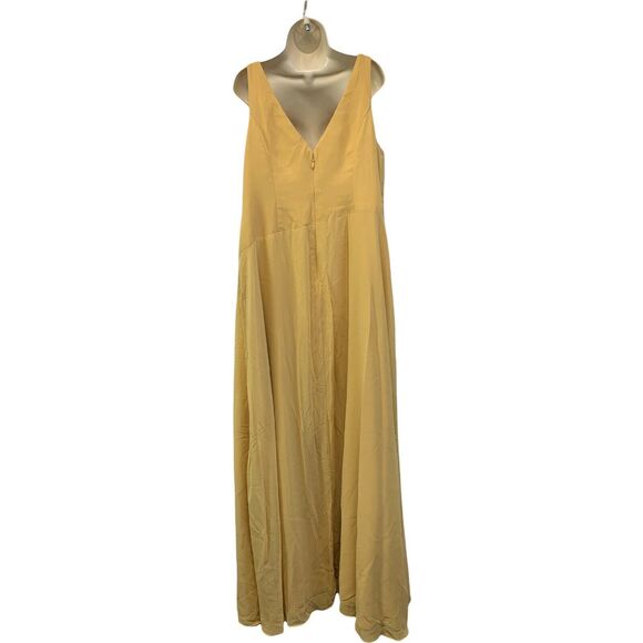 AZAZIE Women Gold Chiffon Tank Maxi Fit & Flare Prom Bridesmaid Dress Sz C Large - Picture 4 of 12